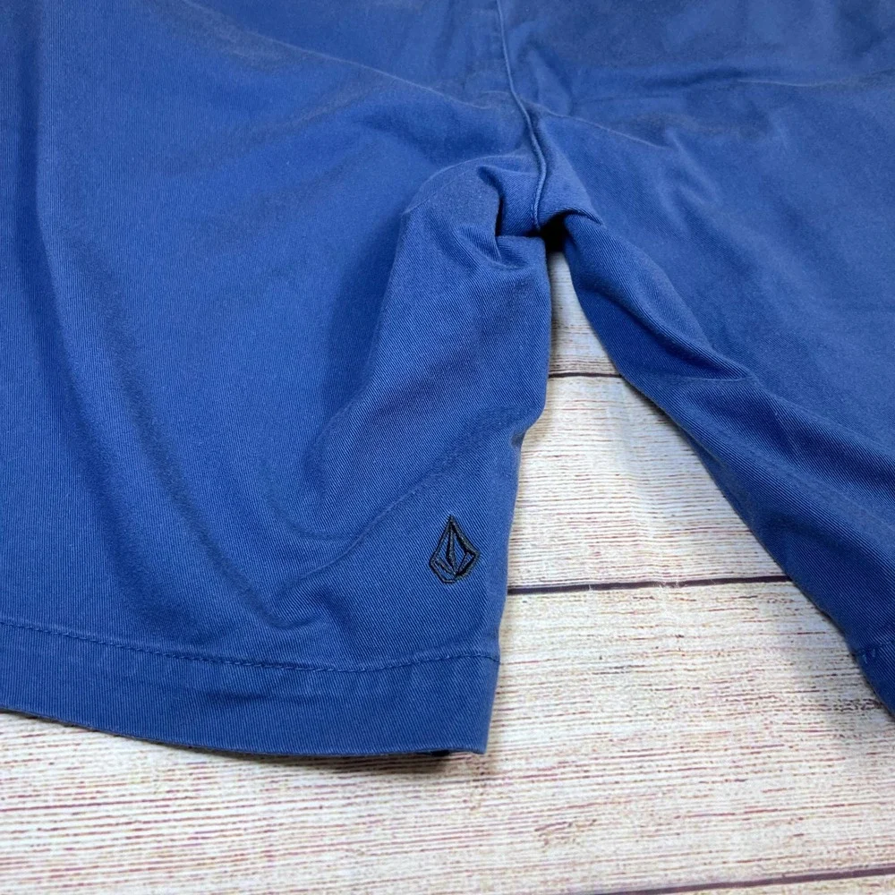 Volcom Frickin‎ Elastic Waist Shorts Mens Medium Blue Chino Drawstring